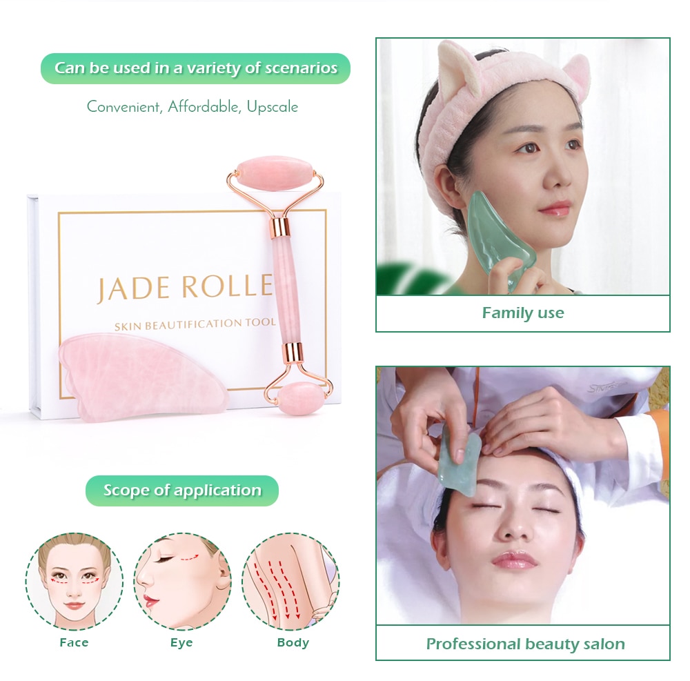 Rose Quartz Jade Face Massage Roller